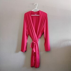 Carisma Reddish-Pink Wrap Robe Lightweight Lounge Robe – Size Large EUC